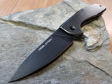 Real Steel E571  Black Knife - Stonewash Flipper Blade - 7132