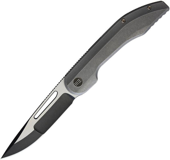 WE KNIFE Co Slipstream Gray Black Stonewash Folding Blade Titanium Knife