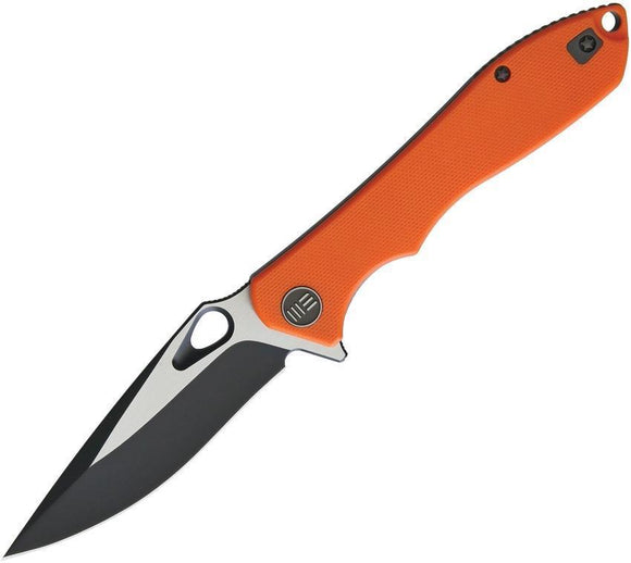 WE KNIFE CO. Ignition Framelock Folding Black Blade Orange G10 Handle Knife