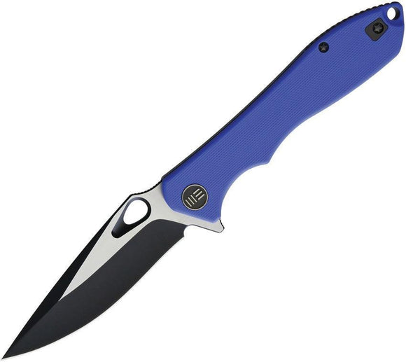 WE KNIFE CO. Ignition Framelock Folding Black Blade Blue G10 Handle Knife