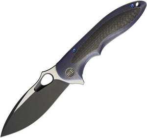 WE KNIFE CO Zephyr Framelock Blue Carbon Fiber Titanium Folding Blade Knife