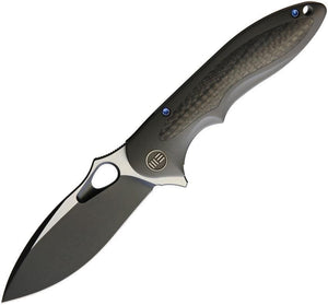 WE KNIFE CO Zephyr Framelock 2-Tone Folding Blade Gray Titanium & Carbon Fiber Handle Knife