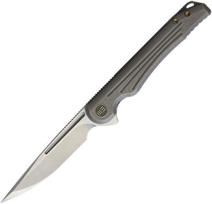 WE KNIFE CO Array Framelock Gray Titanium Handle Folding Drop Blade Knife