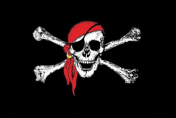 Jolly Roger Pirate Skull & Cross Bones 3 x 5 Flag Red Scarf Black Flag