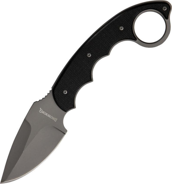 Browning Wild Child Tactical Black Handle Fixed Drop Pt Blade Karambit Knife