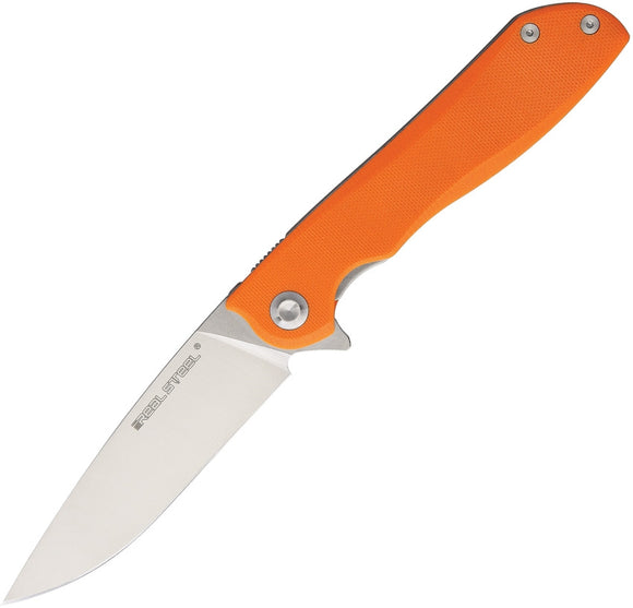 Real Steel Megalodon Linerlock Flipper Orange G10 Handle Pocket Knife