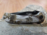 Tac Force Pocket Knife Snow Blind Camo with Black Blade - tf764BC