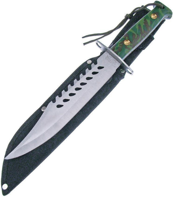 Frost Cutlery Survival Stainless Fixed Green Camo Handle Knife
