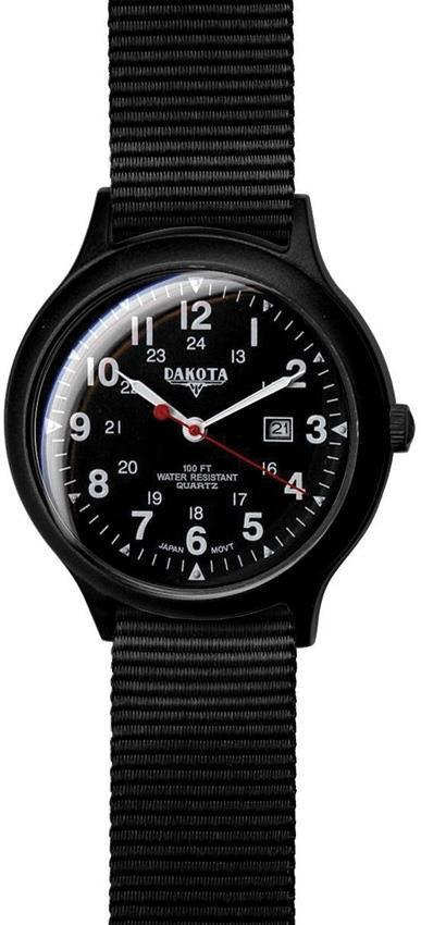 Dakota Japanese Quartz Water Resistant 100ft Black Field Wrist Watch