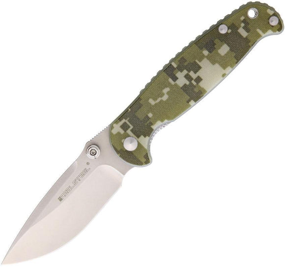 Real Steel H6 Blue Sheep Linerlock Camo G10 Handle Stainless Folding Knife