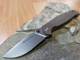 Real Steel Brown G10 Handle Folding Pocket Knife  Stonewashed blade  - 7773