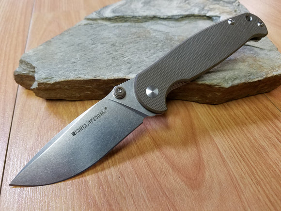 Real Steel Brown G10 Handle Folding Pocket Knife  Stonewashed blade  - 7773