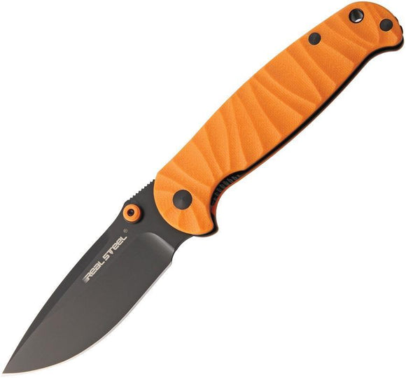 Real Steel H6 Linerlock Orange G10 Handle Stainless Black Folding Knife