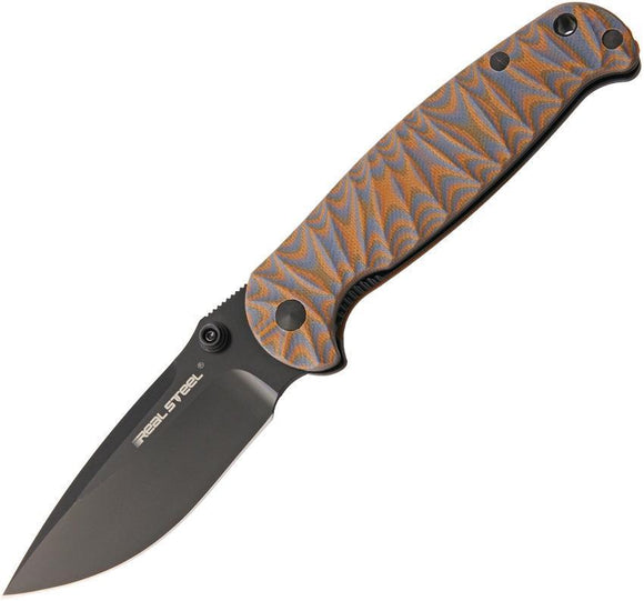 Real Steel H6 Orange/Black G10 Linerlock Black Stainless Folding Knife