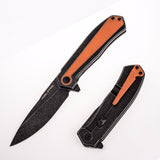 Real Steel T109 Flying Shark Blackwash Orange & Black Flipper Folding Knife