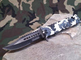 Tac Force Folding Pocket Knife 2-Tone Winter Camo Rescue 710DW
