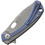 Viper Lille Framelock Damascus Steel Blue Titanium Handle Folding Knife A5964BL