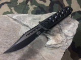 Master 8.5" Folding A/O Black 2-Tone Rescue Pocket Knife  Combo Edge - A007BK