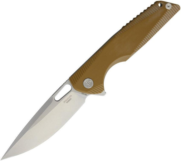 Rike Framelock Coyote Brown G10 Titanium Back Stainless Folding Knife