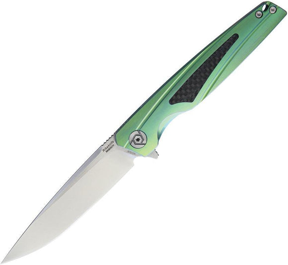Rike Kwaiken Framelock Green Titanium M390 Stainless Folding Knife