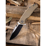 WE KNIFE CO Rectifier Tan G10 / Titanium & Black Stainless Folding Knife 803C