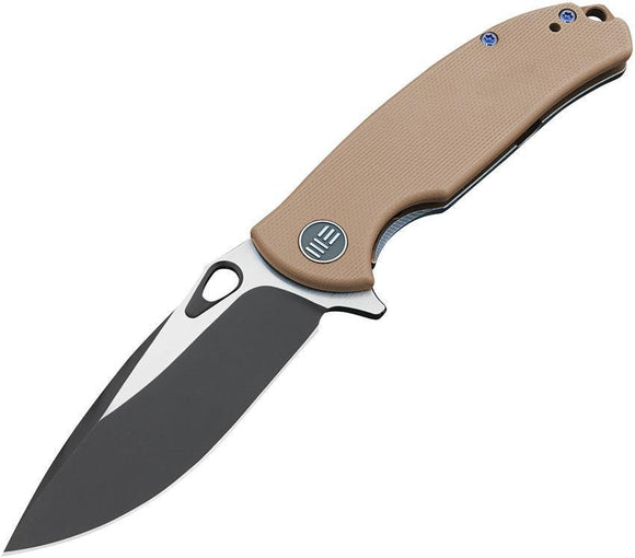WE KNIFE CO Rectifier Tan G10 Handle Stainless Folding Black Blade Knife