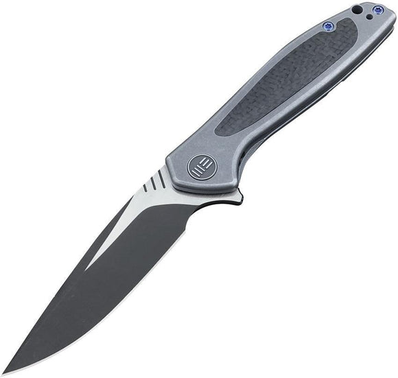 WE KNIFE CO Wisp Gray Titanium & Carbon Fiber Handle Black Folding Knife