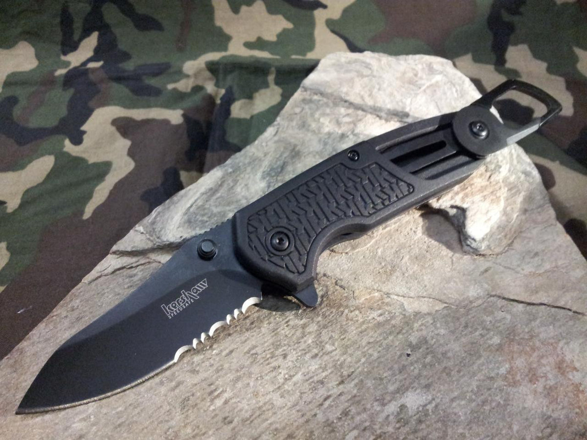 Kershaw Funxion EMT Linerlock A/O Black Belt Cutter Folding Knife 8100 ...