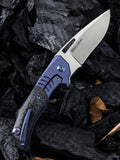 We Knife STIXX Blue Titanium CF Inlay Framelock Bohler M390 Folding Knife 817A