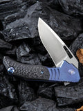 We Knife STIXX Blue Titanium CF Inlay Framelock Bohler M390 Folding Knife 817A