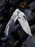 We Knife STIXX Silver Titanium CF Inlay Framelock Bohler M390 Folding Knife 817C