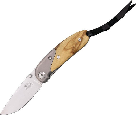 Lion Steel Mini Linerlock Olive Wood D2 Tool Folding Pocket Knife