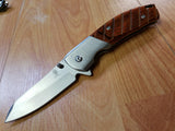 BUCKSHOT Classic Spring Assisted Open Wood Handle Pocket Knife - 8202wd