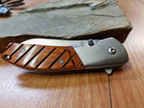 BUCKSHOT Classic Spring Assisted Open Wood Handle Pocket Knife - 8202wd