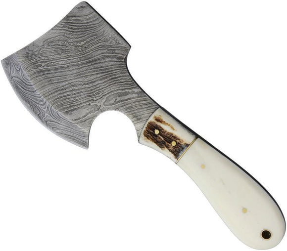 Marbles Knives Damascus Steel Ax Blade White Bone Handle Hatchet