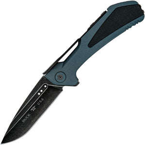 BUCK Knives Marksman Elite Folding Black Drop Blade Blue Aluminum Knife