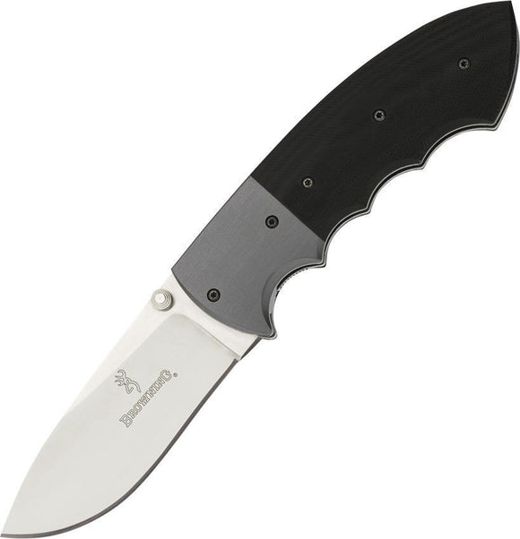 Browning Pro Staff Linerlock Black G10 Folding Drop Pt Skinner Blade Knife