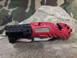 Tac Force Red Firefighter Rescue Folding Pocket Knife  W/ LED 1/2 Serrated - 835FD