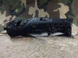 Tac Force Black Sheriff Rescue Folding Pocket Knife  W/ LED 1/2 Serrated - 835SH