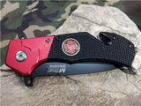 MTech Folding Tactical Assisted Tanto Fire Rescue Red Knife - a836fd