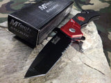 MTech Folding Tactical Assisted Tanto Fire Rescue Red Knife - a836fd