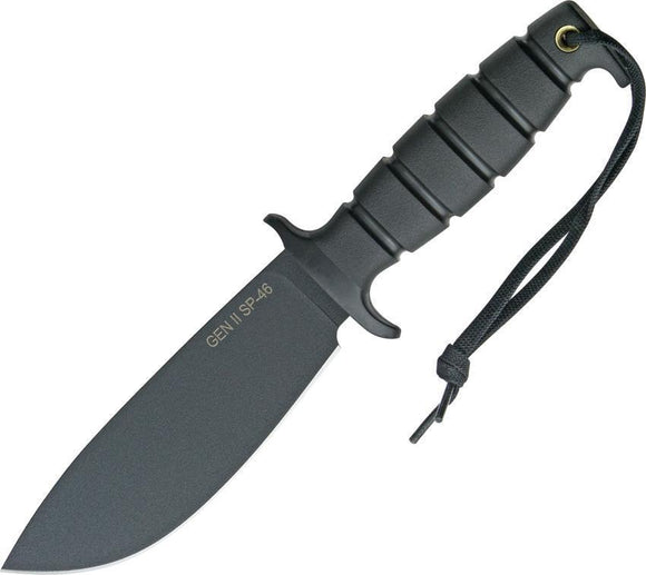 Ontario Spec Plus Gen II Series SP46 Fixed Carbon Steel Black Handle Knife