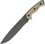 Ontario RTAK-II Fixed Serrated Carbon Steel Micarta Knife w/ Nylon Sheath
