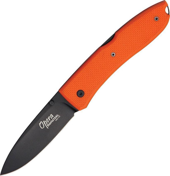 Lion Steel Big Opera Black/Orange Lockback D2 Tool Folding Pocket Knife