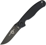 Ontario RAT II Linerlock D2 Tool Steel Drop Pt Black Handle Folding Knife