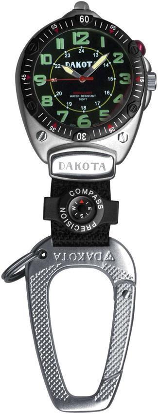 Dakota Big Face Attachment Clip Stainless Aluminum Water Resistant Black Watch