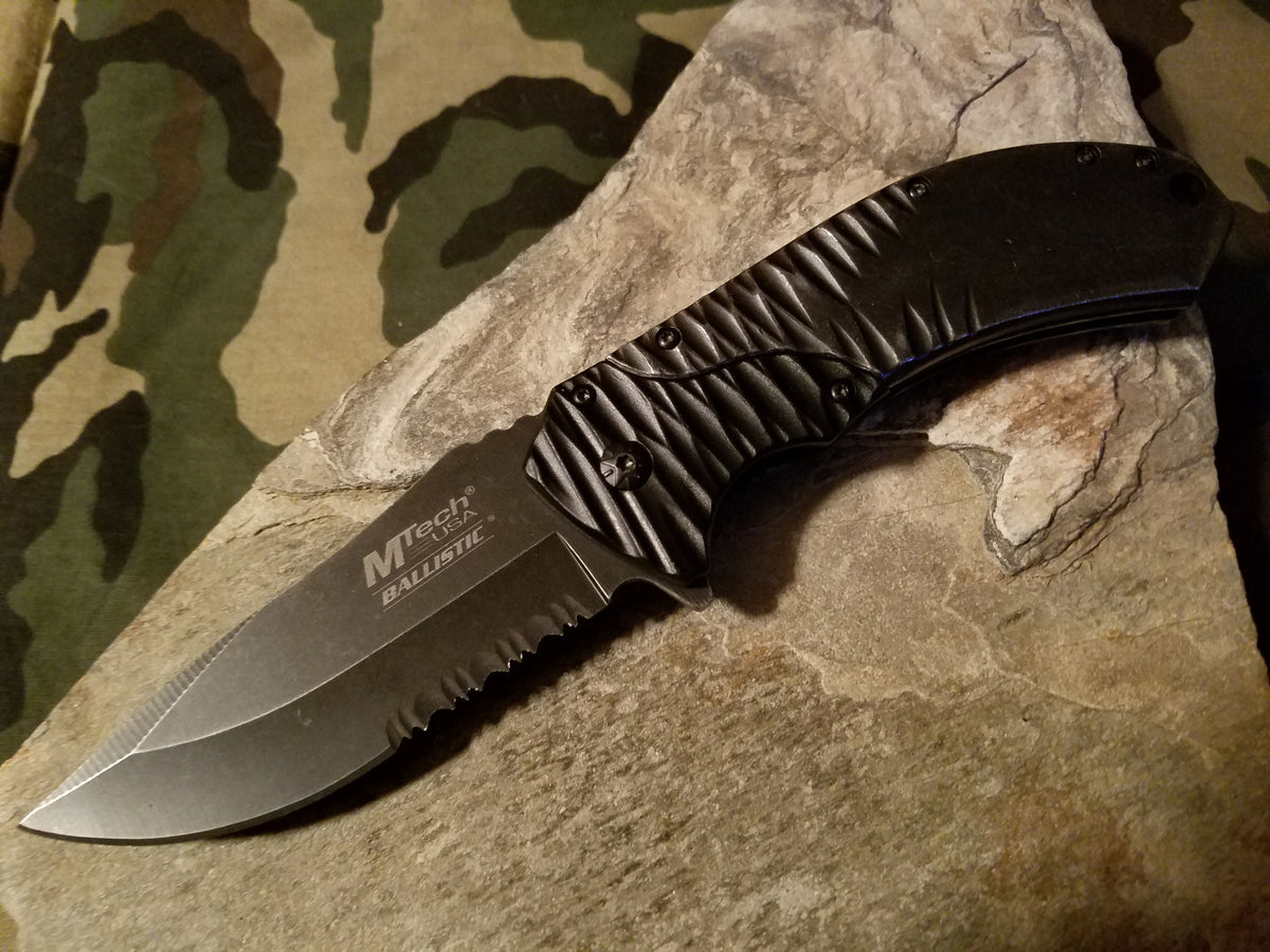 Mtech Assisted Open Black Half Serrated Tactical Knife - a885bk ...