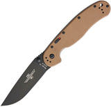 Ontario Rat 1A Spring Assisted Coyote Brown Linerlock AUS-8 Folding Knife