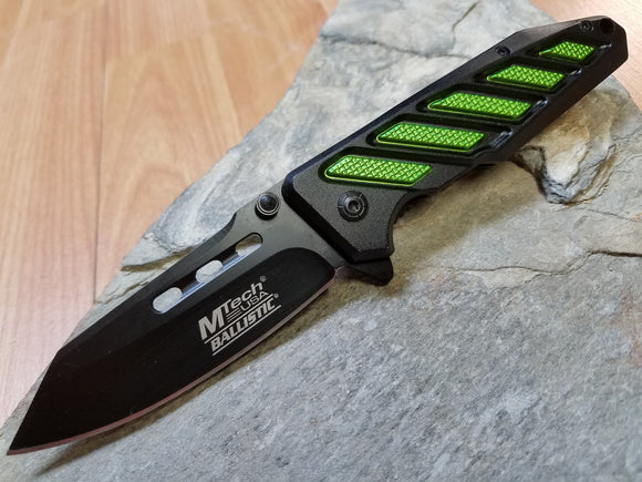 Mtech SPRING ASSISTED FOLDING Black & Green Tactical Knife - a900bg
