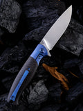 WE Knife Co. Deacon Framelock M390 Blue Titanium/CF Folding Pocket Knife Backside